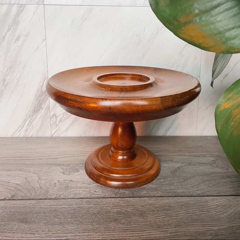 Vintage wood pedestal stand from Japan